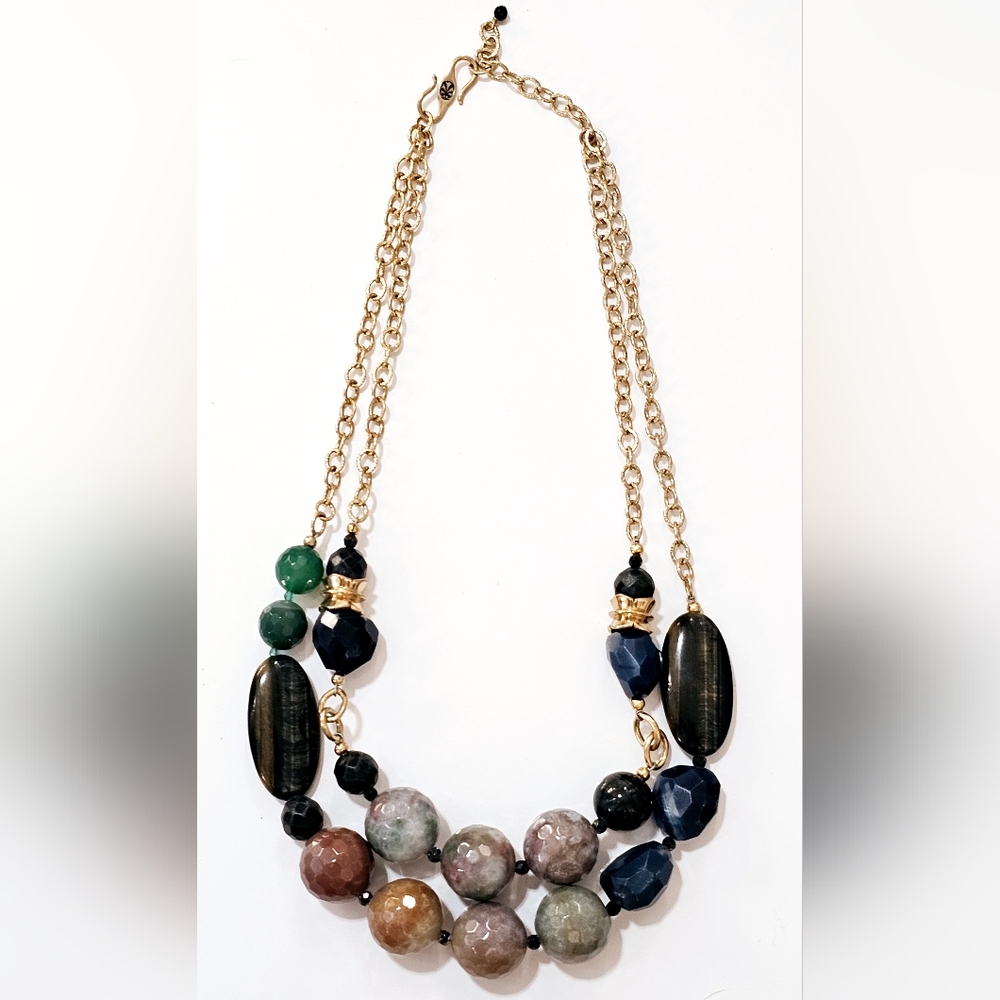 Studio Barse Gold and Black Necklace with Asymmetrical Design